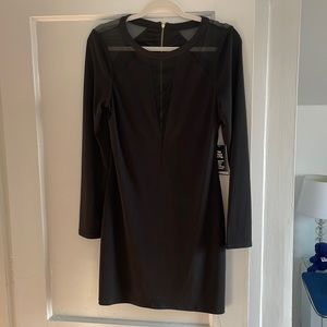 NWT Express black dress with mesh detail and gold zipper on the back size Medium
